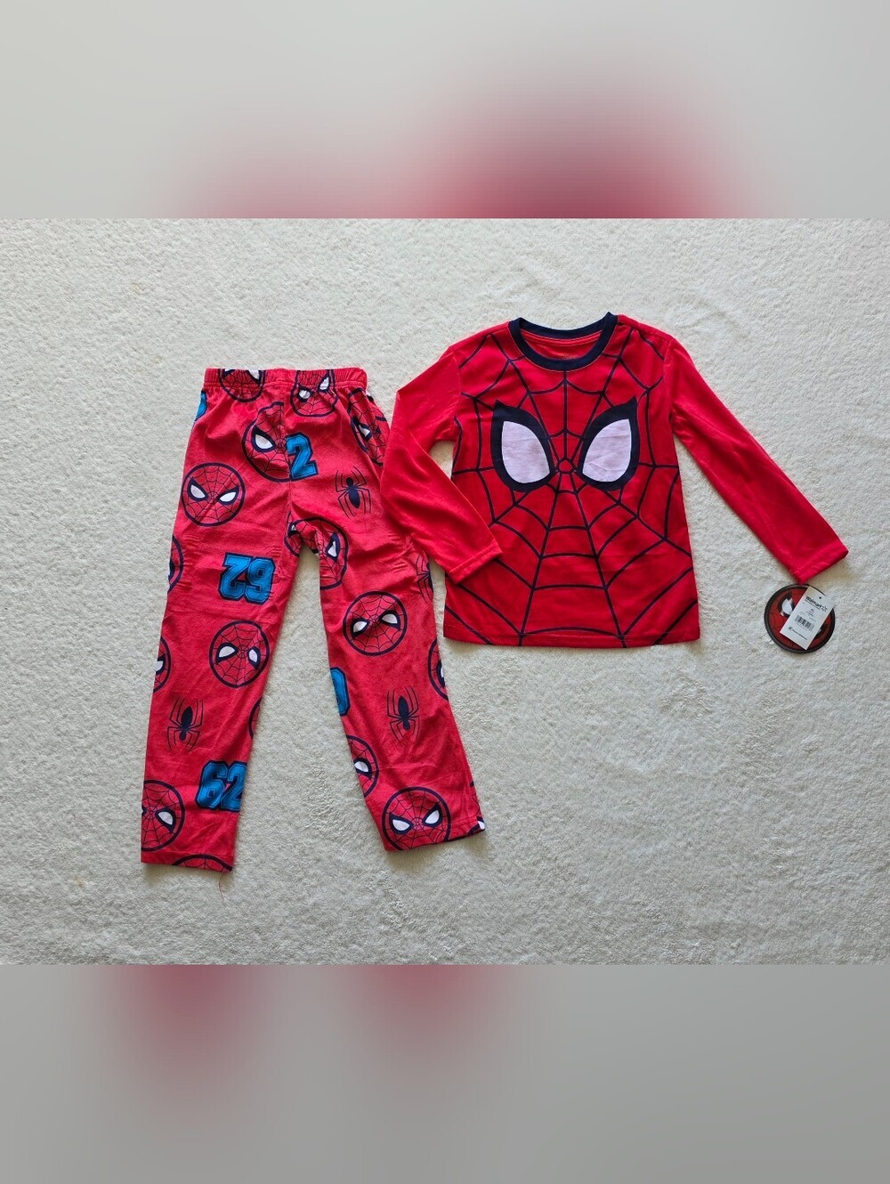 New Marvel Spider-Man Boys Long Sleeve 2 pc Top & Pants Pajama Set Size XS 4/5